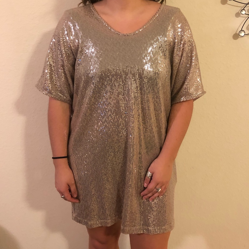 Champagne Sequin Boutique Brand Formal Dress